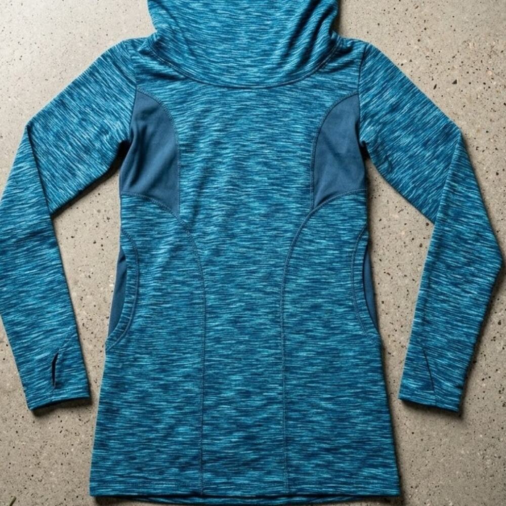 Soybu Activewear Hoodie Women's XS Space Dye Pullover Yoga Top Blue Green